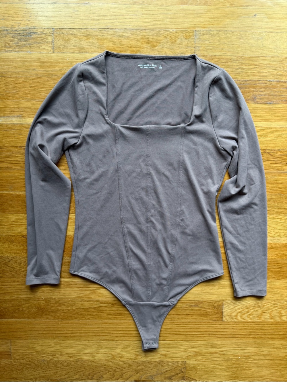 Abercrombie & Fitch Taupe Long Sleeve Bodysuit - Size Large